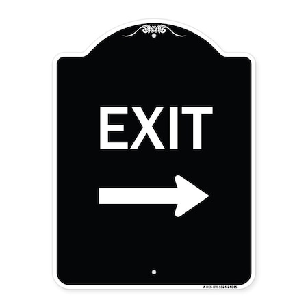 Signmission Exit With Right Arrow 3 Heavy-Gauge Aluminum Architectural Sign, 24" H, 18" L, BW-1824-24045 A-DES-BW-1824-24045